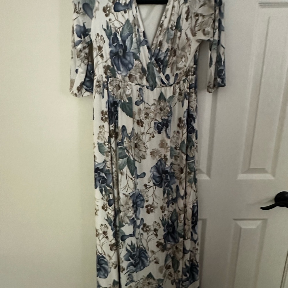 Pinkblush Blue and Cream Floral Maxi Dress